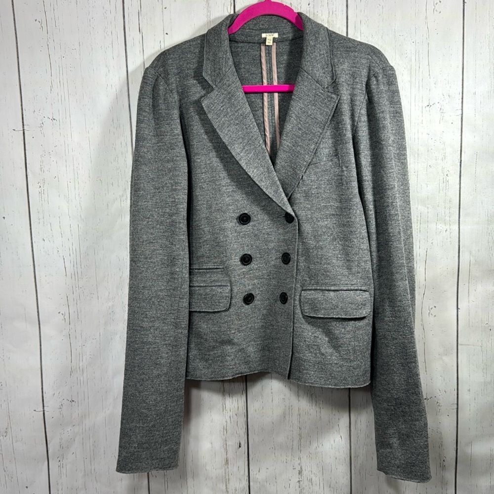 J.Crew Wool Blazer Jacket Gray Double Breasted Classic Workwear Minimalist